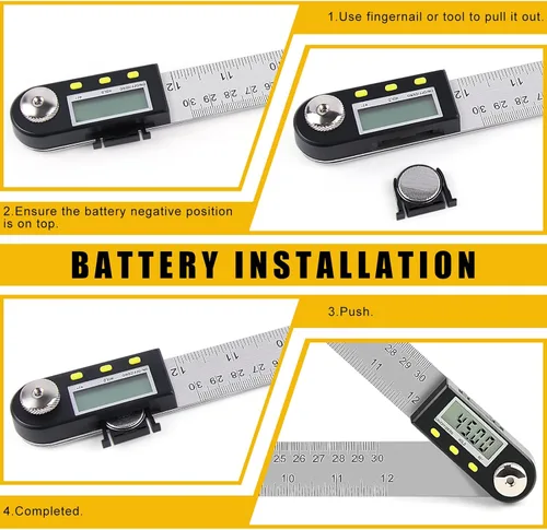 Miniatura 4 de Delgada Herramienta de Buscador de Ángulo Digital de 12 pulgadas/300mm Regla de Ángulo Digital Transportador de Ángulo de Acero Inoxidable