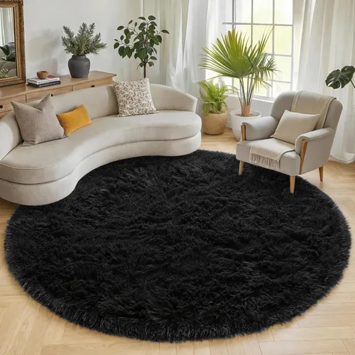 Miniatura 96 de ONASAR - Alfombra de pasillo negra de 2 x 6 pies, esponjosa, lavable, ultrasuave, afelpada, peluda, tapete para bebés, dormitorio de niños, armario