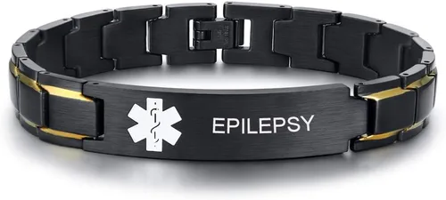Miniatura 30 de VNOX Pulsera ajustable de acero inoxidable cepillado de 2 tonos con grabado personalizado gratis, identificación de alerta médica, unisex