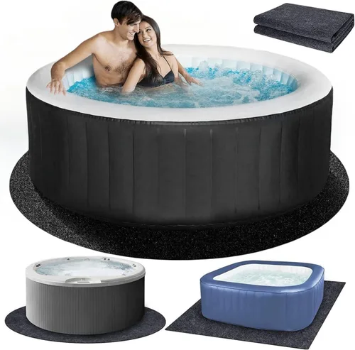 Tapete inflable redondo para bañera de hidromasaje de 80 x 80 pulgadas, para exteriores e interiores, respaldo impermeable antideslizante, protector