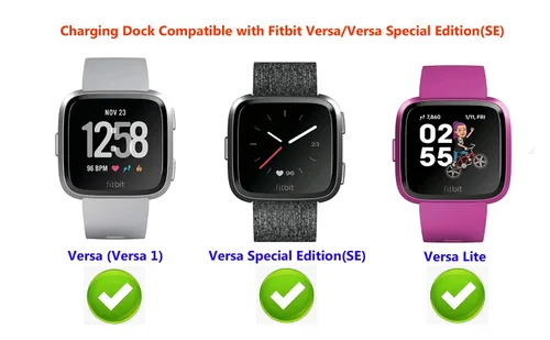 Miniatura 2 de Paquete de 2 bases de carga compatibles con cargador Fitbit Versa/Lite/SE, (no para Versa 2), soporte de cable para reloj inteligente