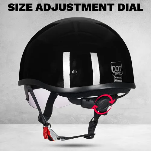 Miniatura 3 de ILM - Casco de motocicleta con protector solar, correa de liberación rápida, media cara, apto para crucero, scooter, DOT aprobado 883V