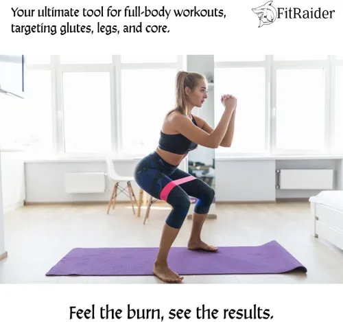 Miniatura 2 de Fit Raider - Juego de 5 bandas de resistencia de látex natural resistente para piernas y glúteos, entrenamiento, yoga, pilates y terapia física