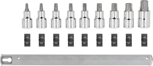 Miniatura 4 de TEKTON Juego de dados Torx de 1/2 pulgada con riel, 9 piezas (T30 - T80) SHB92107
