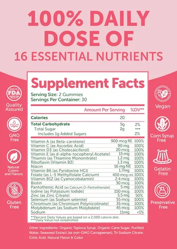 Miniatura 5 de Lunakai Gomitas multivitamínicas hechas en Estados Unidos para mujer, deliciosas vitaminas diarias 16 para mujeres, bienestar, energía y apoyo