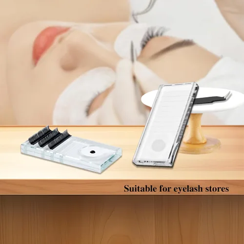 Miniatura 7 de Paquete de 2 bandejas de pestañas de cristal para extensiones de pestañas, azulejos adhesivos transparentes para extensiones de pestañas, bandejas