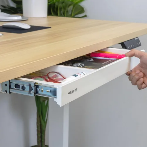Miniatura 8 de Mount-It! Cajón de almacenamiento debajo del escritorio, organizador de cajones poco profundos para debajo del escritorio, accesorio de Blanco