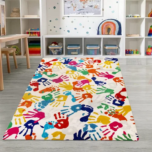 Miniatura 15 de STARUIA Alfombra de Área Colorida, Alfombra de Aula de 5'x7' para Niños, Alfombras Lavables con Salpicaduras de Pintura para Sala de Juegos, Tinta