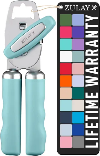 Miniatura 12 de Zulay Kitchen Abrelatas manual de acero inoxidable resistente con abridor de botellas, abrelatas manual a prueba de óxido con perilla giratoria