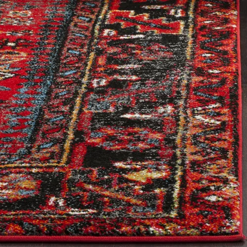 Miniatura 3 de SAFAVIEH Vintage Hamadan Collection Alfombra - 5'3" x 7'6", Rojo & Multi, Diseño tradicional persa, que no desprende pelusa y fácil de limpiar