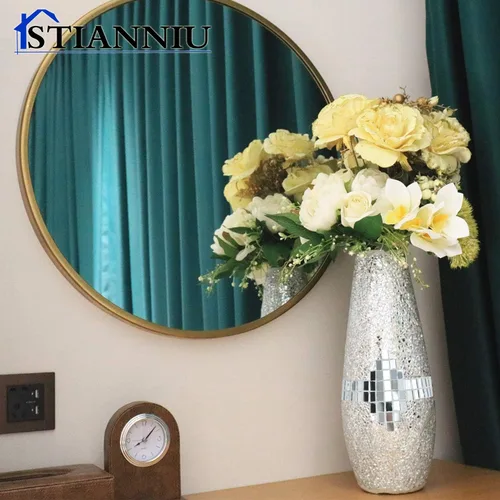 Miniatura 5 de Florero decorativo brillante, impresionante mosaico hecho a mano, decoración de la casa, centros de mesa, decoración moderna de habitación (plateado)