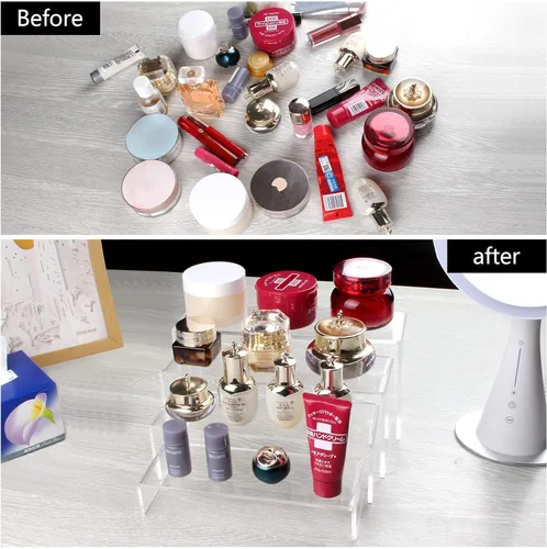 Miniatura 4 de ELEGANTLIFE Estante de exhibición de acrílico de 3 niveles para figuras Amiibo Funko POP, organizador de perfumes y colonias, soporte para postres