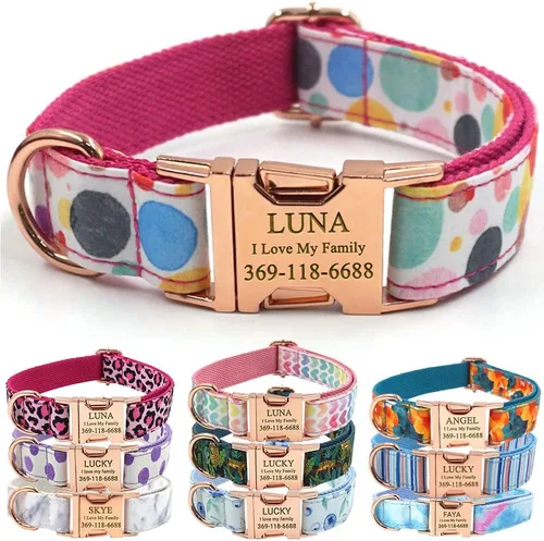 Miniatura 25 de PETDURO Collar Personalizado para Perro A cuadros Negro Blanco con Nombre y Teléfono Grabados en Hebilla de Metal Plateado para Perros Grandes