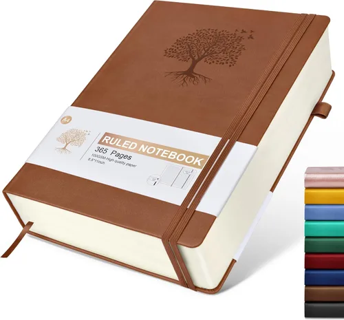 Miniatura 17 de Cuaderno Diario con Líneas - 365 Páginas A5 Cuaderno Grueso para Escribir para Hombres y Mujeres, Cuaderno con Rayas Universitarias, Diario de Cuero