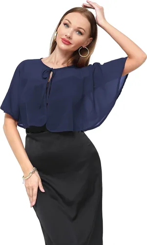 Miniatura 8 de Chal de gasa para mujer, capelets transparentes para vestido de noche, boda, cubierta de capa