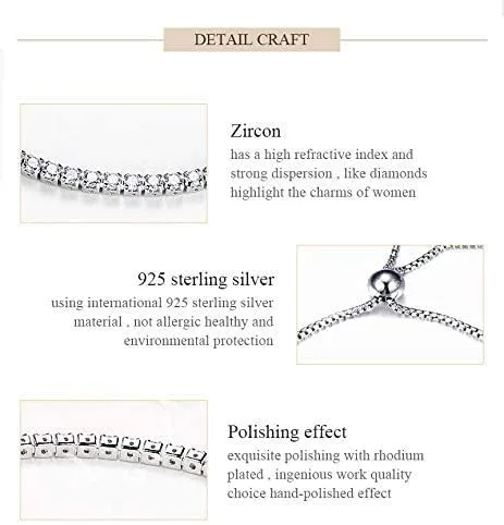 Miniatura 3 de Pulsera de tenis de plata de ley 925 con cristales Swarovski auténtica Bolenvi Plata de ley Sin gemas