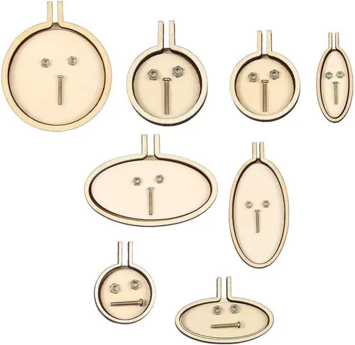 Miniatura 10 de 10 aros pequeños de madera perforados para marco de punto de cruz, bordado, artes, bricolaje, herramienta de manualidades