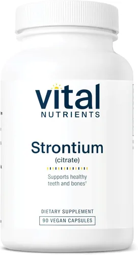 Vital Nutrients Citrato de estroncio | Suplemento vegano | Apoya dientes y huesos sanos* | Sin gluten, lácteos y soja | Sin OMG | 90 cápsulas