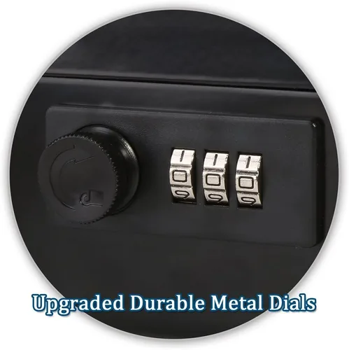 Miniatura 2 de Jssmst - Caja grande de seguridad para dinero con bandeja; caja de dinero de metal con cerradura de combinación y cable de seguridad, color negro