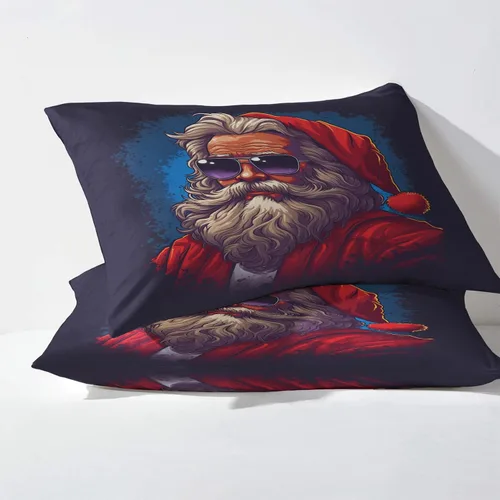 Miniatura 3 de Juego de sábanas de Navidad tamaño individual, sábanas de Papá Noel, sábanas y fundas de almohada estampadas de 3 piezas, sábana bajera ajustable