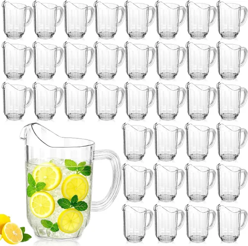 Miniatura 14 de Tessco for you - 1 jarra de plástico transparente de 60 onzas para restaurante, jarra de agua grande, jarra para servir leche, té, jugo de bebida
