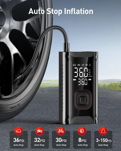 Miniatura 5 de Inflador de Neumáticos Compresor de Aire Portátil, Mini Bomba de Aire para Neumáticos de Coche, Bomba de Neumáticos de Bicicleta Eléctrica