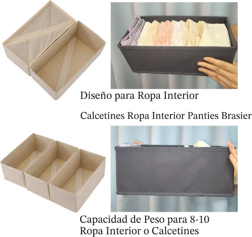 Miniatura 6 de Bructhun - Juego de 4 organizadores de cajones de tela para ropa, ropa interior, calcetines y sujetadores, divisores de tocador de 11 pulgadas