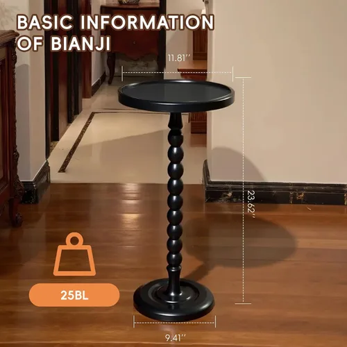 Miniatura 2 de Mesa auxiliar de madera decorativa pequeña, mesita de noche redonda de 12 pulgadas, mesa auxiliar natural para familia, dormitorio, sala de estar