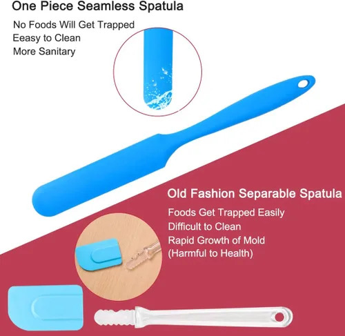 Miniatura 4 de uxcell Espátula de silicona resistente al calor, anti-arañazos, espátula antiadherente para cocinar hornear y mezclar herramienta azul