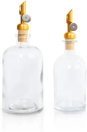 Miniatura 3 de Rail19 Dispensador pequeño de enjuague bucal de vidrio transparente con boquilla de vertido de metal, dispensador de aceite de cocina y vinagre