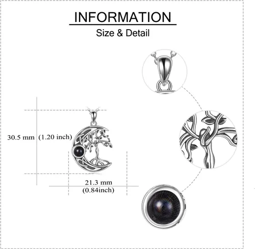 Miniatura 4 de ONEFINITY Tree of Life Necklace Sterling Silver I Love You 100 LanguagesMoonstone Necklace Cremation Jewelry for Women Girls Gifts