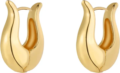 Miniatura 7 de Wgoud Juego de 6 pares de aretes de aro de oro para mujer, chapados en oro de 14 quilates, hipoalergénicos, ligeros, gruesos, abiertos, joyería