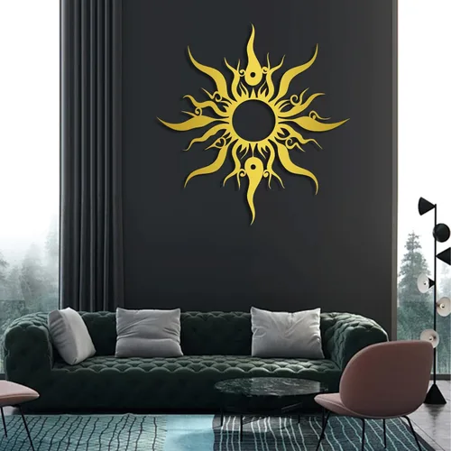 Miniatura 4 de Hotuijxca Arte de pared de sol loco de metal, decoración de metal con sol loco para sala de estar, dormitorio