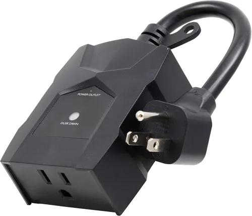 Miniatura 10 de UltraPro Temporizador de Enchufe para Exteriores - Sensor de Anochecer a Amanecer, Temporizador de Luz de Doble Enchufe, Resistente a la Intemperie