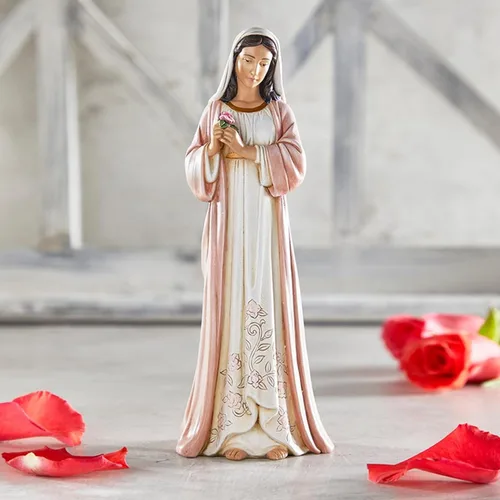 Miniatura 3 de Avalon Gallery Michael Adams - Figura católica inspiradora esculpida a mano, 8.25 pulgadas, Madonna of the Rose