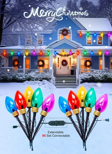 Miniatura 4 de Luces de cadena navideñas súper jumbo de 11 pies con 5 LED o luces marcadoras de sendero, decoraciones navideñas para exteriores - luces colgantes