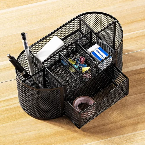 Miniatura 6 de Amazon Basics Soporte para bolígrafos y organizador de escritorio, almacenamiento de organizador de oficina, negro, 9.25 x 4.53 x 3.94 pulgadas