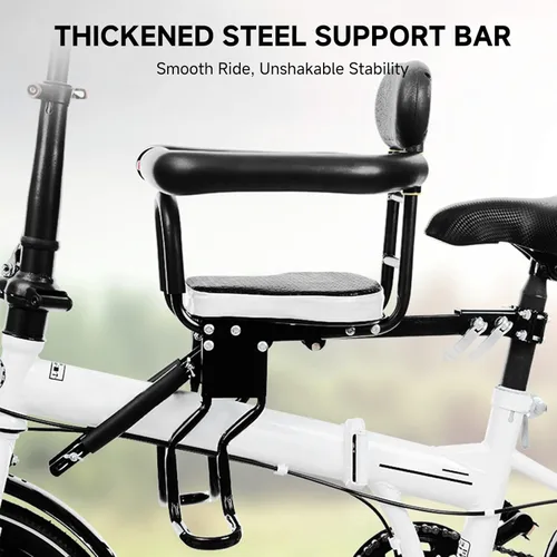Miniatura 2 de Asiento de bicicleta para niños, asiento de bicicleta infantil grueso montado en la parte delantera de 176.4 lbs de capacidad con reposapiés