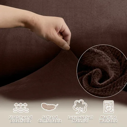 Miniatura 159 de Arfntevss Fundas de sofá seccional reclinable de terciopelo, Funda de sofá seccional de esquina para sofá reclinable, Funda elástica suave