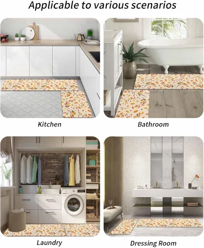 Miniatura 6 de Tapete de baño con hojas de otoño, antideslizante, de secado rápido y absorbente, tierra de diatomeas, fregadero, dormitorio, cocina, lavable