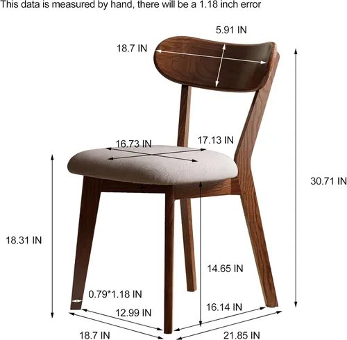 Miniatura 3 de Silla de comedor moderna de nogal de mediados de siglo, marco de roble de grado FAS, silla auxiliar individual de madera maciza sin brazos, alta