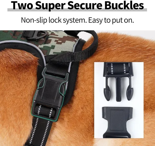 Miniatura 2 de Arnés ajustable y acolchado suave para perro, nailon transpirable con hebilla de seguridad, fácil de poner, accesorios de anillo delantero