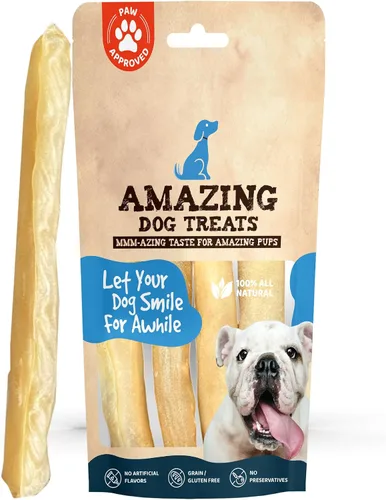 Miniatura 9 de Amazing Dog Treats Pequeña barra de colágeno – (6 pulgadas – 8 unidades) – Rollos de mejillas de carne de res de colágeno para perros – Palitos