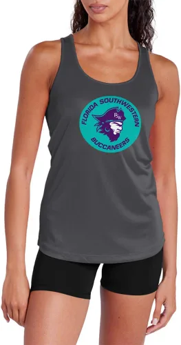Miniatura 212 de Camiseta deportiva sin mangas oficial de la NCAA Collegiate para mujer, con espalda cruzada, logotipo primario, colección carbón