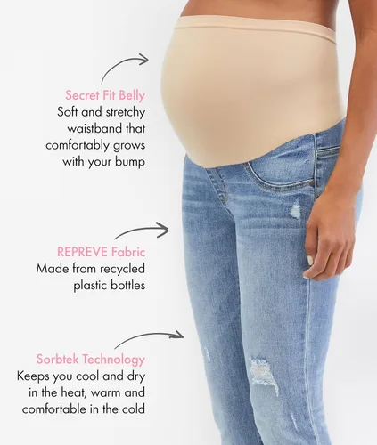 Miniatura 4 de Motherhood Maternity Women's Repreve Sustainable Over The Belly Skinny Denim Maternity Jeans Indigo Blue