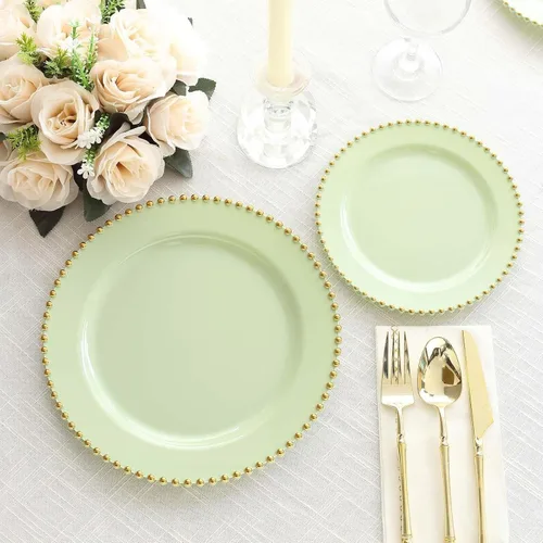 Miniatura 32 de Efavormart - Paquete de 10 platos de postre de plástico transparente rubor con borde de cuentas, platos redondos desechables para ensalada, 8