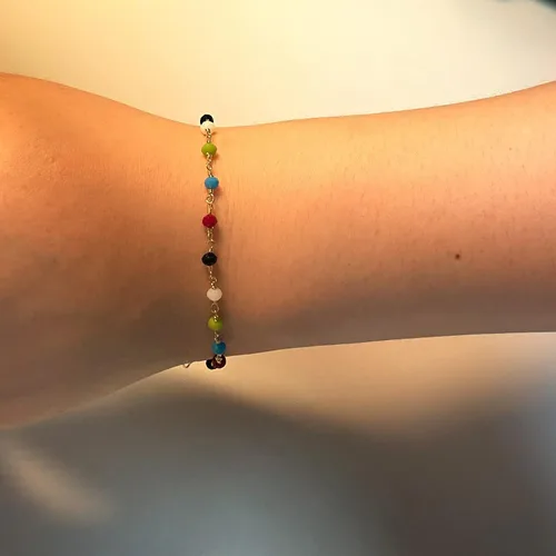Miniatura 4 de Pulsera de cadena de elegante oro para mujer, pulseras de cadena individual o en capas, con eslabón de dije de corazón, karma, triángulo, perlas