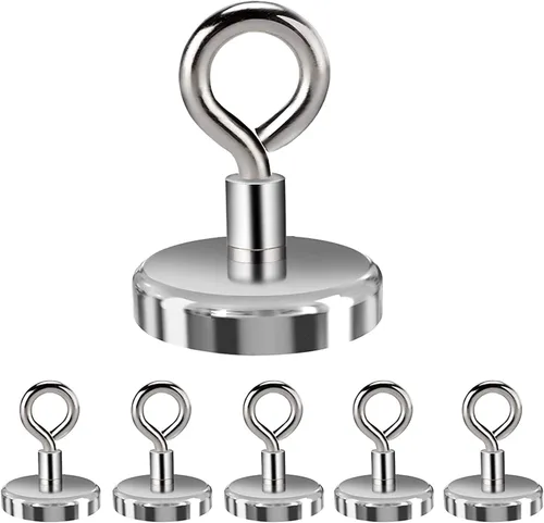 KQWOMA Ganchos magnéticos para ojos, 12 ganchos magnéticos de neodimio fuertes para colgar, luces, herramientas, cocina, lugar de trabajo, oficina