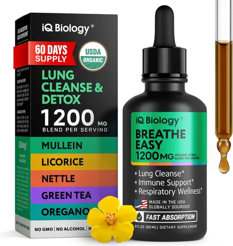 Gotas de gordolobo para los pulmones – Suplemento de aceite de gordolobo orgánico y grosella negra del USDA – Fabricado en Estados Unidos –