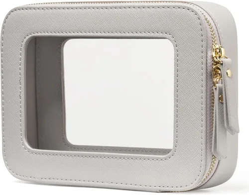 Miniatura 64 de Bolsa de maquillaje transparente Popvibe, estuche de cosméticos de viaje con cremallera, bolsa de aseo transparente con cremallera, organizador Malva